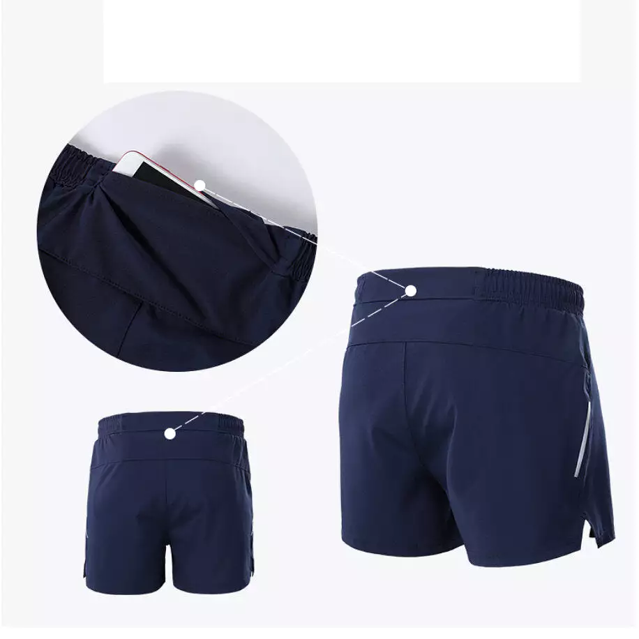 2-in-1 Men's Running Shorts with Waist Rope Quick Dry Zipper Pocket  Sports Fitness Gym Shorts