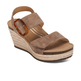 Aetrex Women's Ashley Espadrille Wedge Taupe