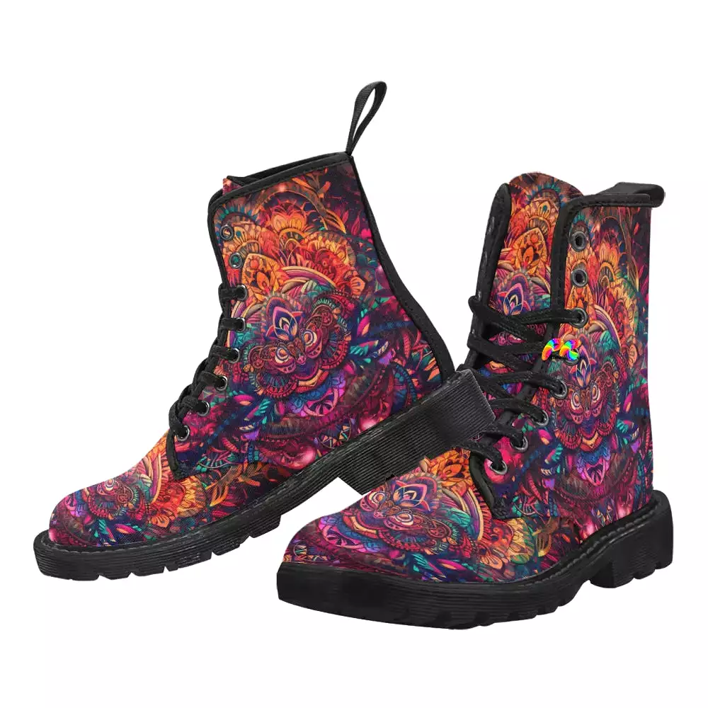 Ayahuasca Men's Lace-Up Canvas Rave Boots