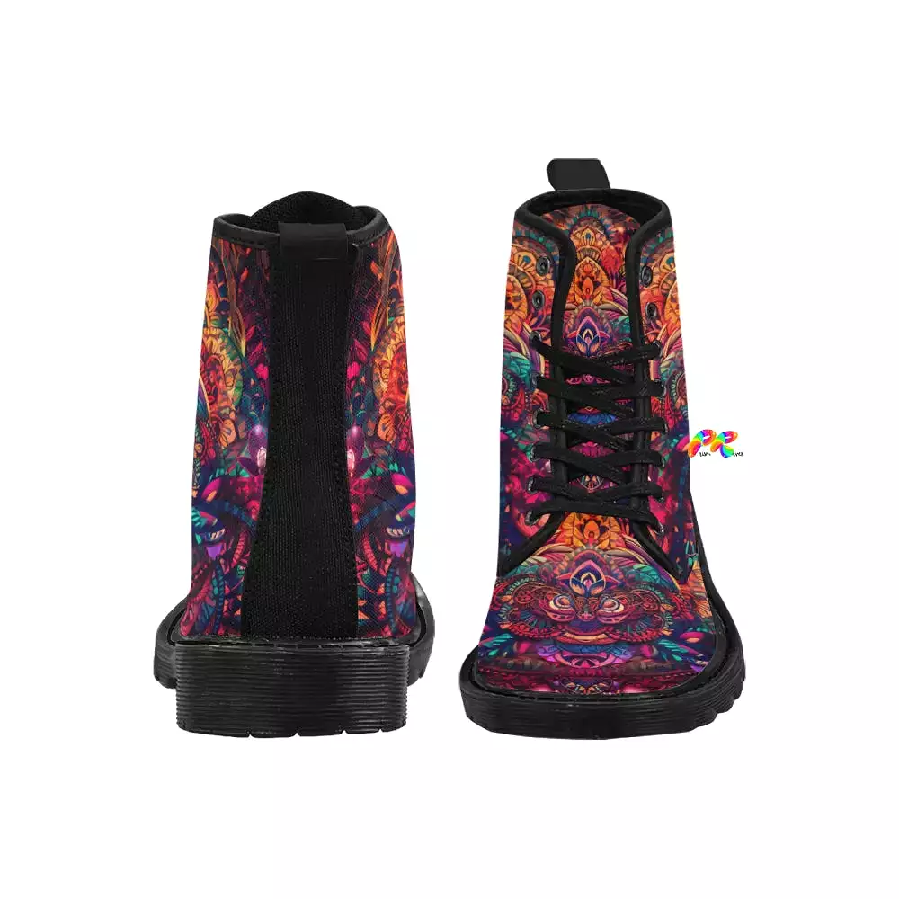 Ayahuasca Men's Lace-Up Canvas Rave Boots