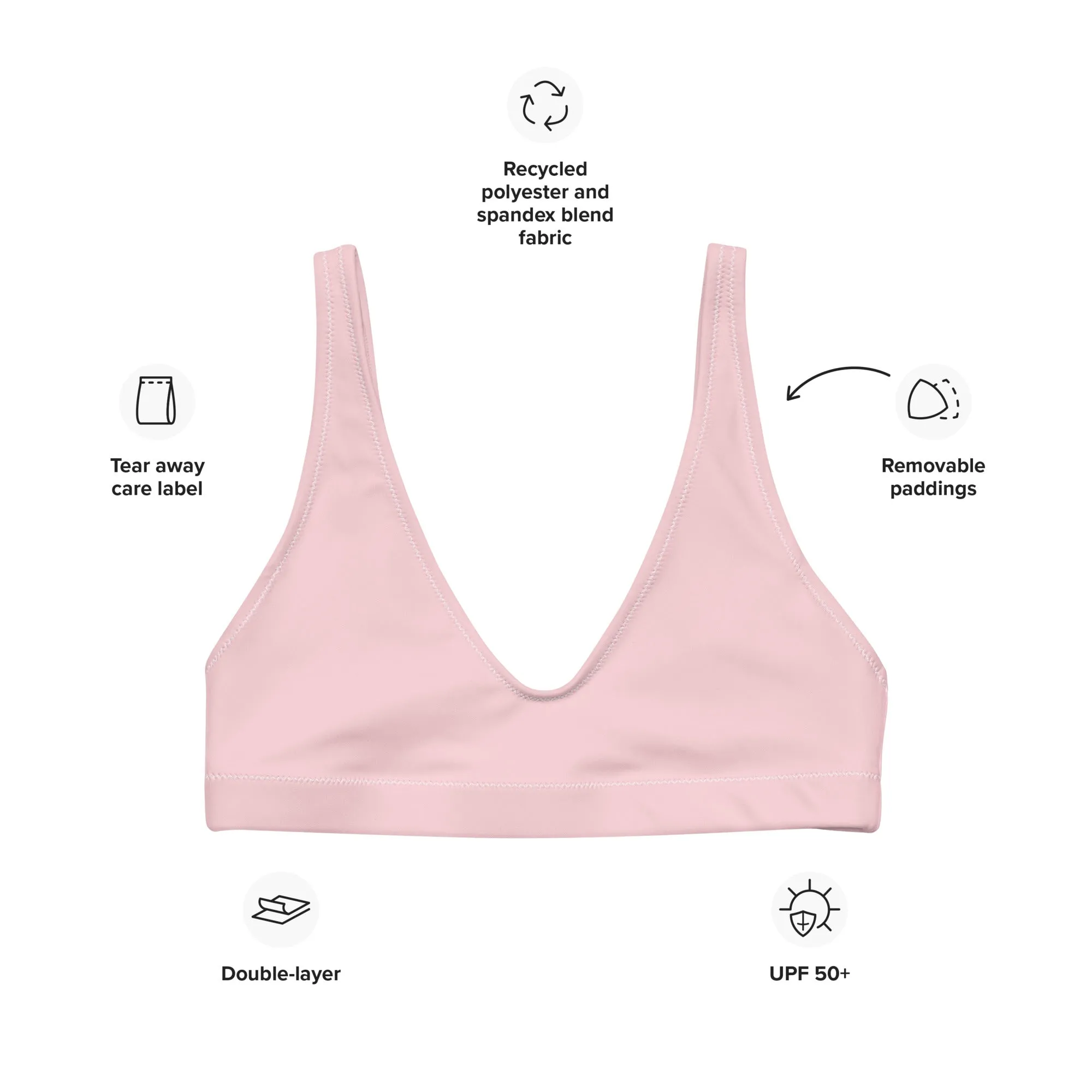 BELLA ECO PADDED BIKINI TOP | BLUSH PINK