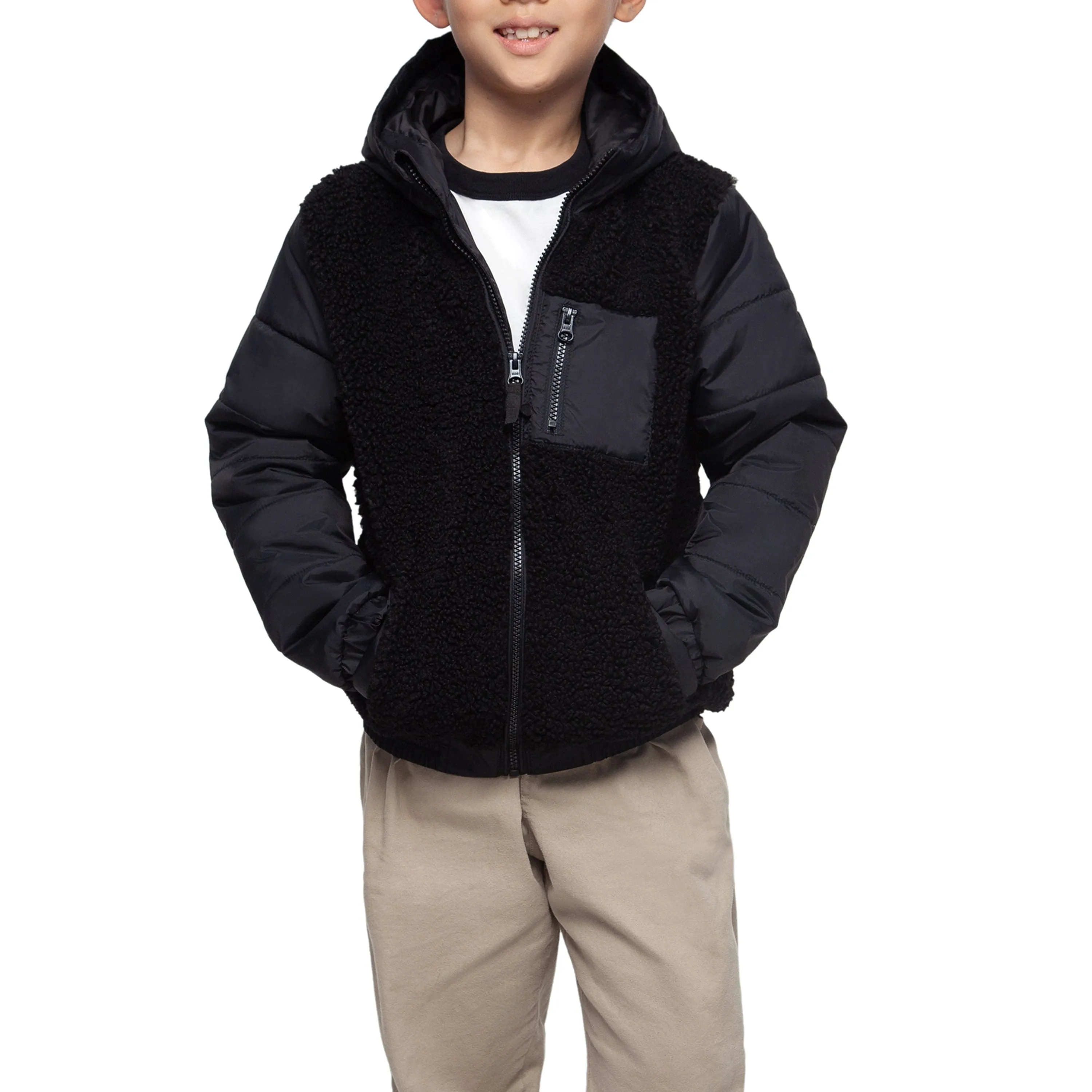 Boys' Water-Resistant Sherpa Puffer Jacket