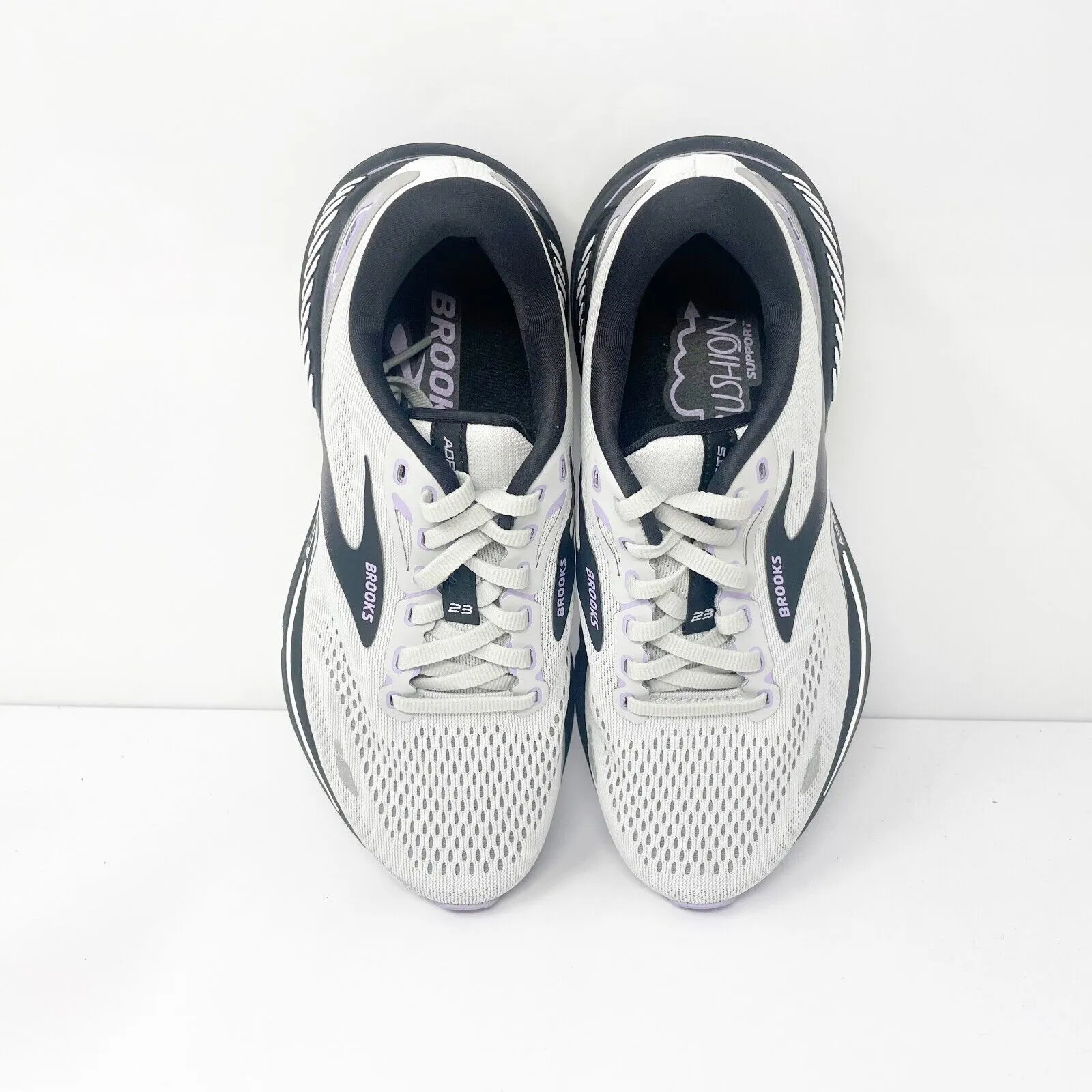 Brooks Womens Adrenaline GTS 23 1203811B039 White Running Shoes Sneakers Sz 7 B