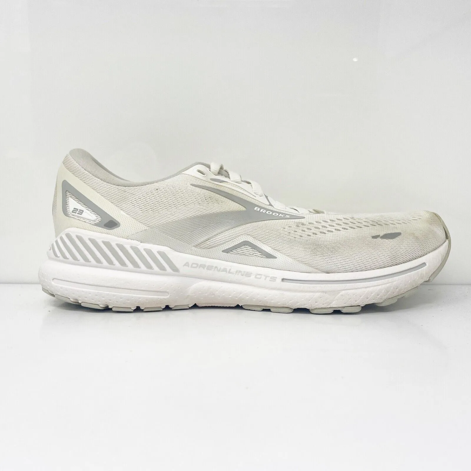 Brooks Womens Adrenaline GTS 23 1203811B104 White Running Shoes Sneakers Sz 10 B