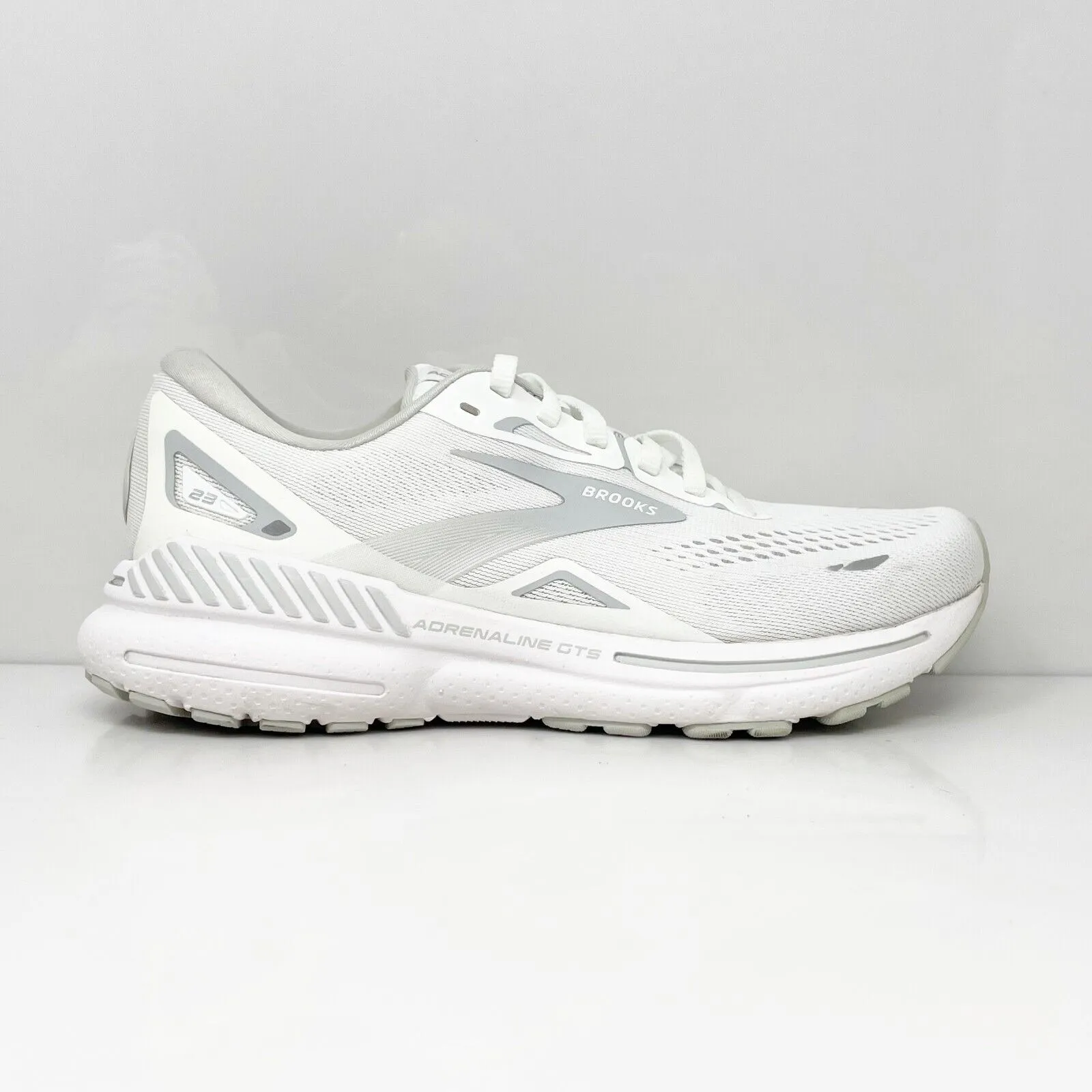 Brooks Womens Adrenaline GTS 23 1203811B104 White Running Shoes Sneakers Sz 7 B