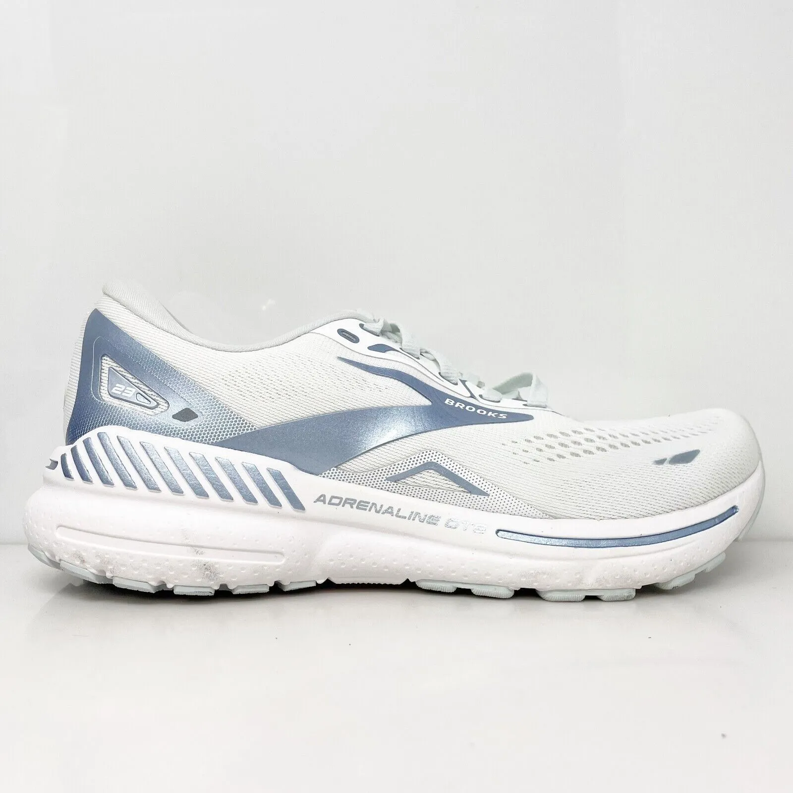 Brooks Womens Adrenaline GTS 23 1203811B191 White Running Shoes Sneakers Sz 9 B