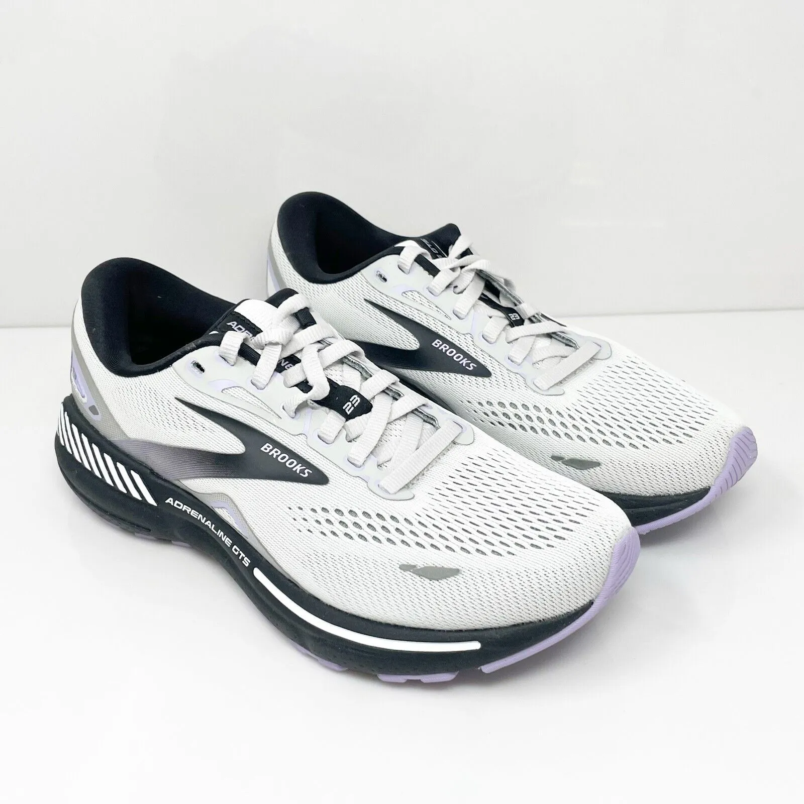 Brooks Womens Adrenaline GTS 23 1203811D039 White Running Shoes Sneakers Sz 7 D