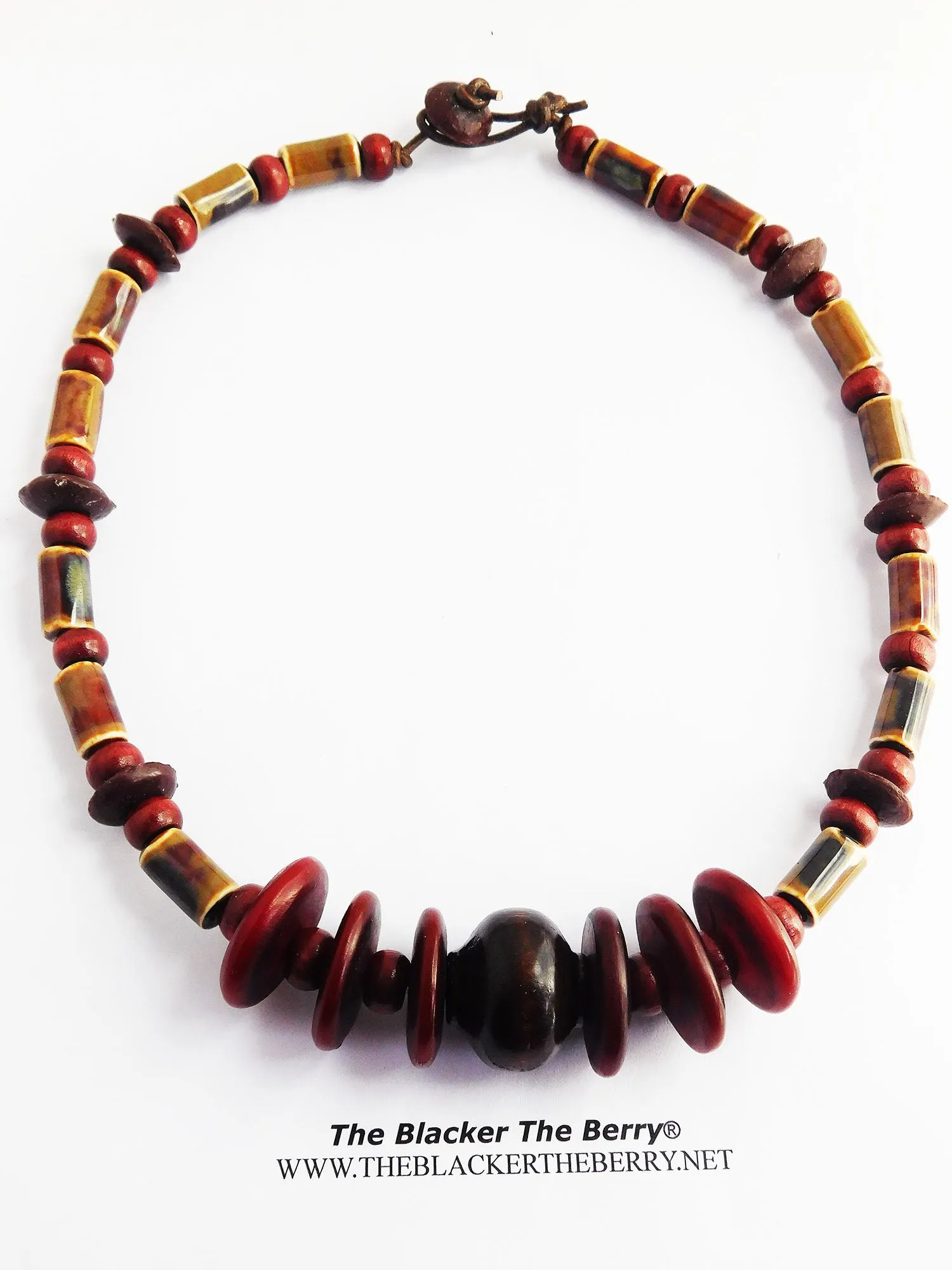 Burgundy Necklace Beaded Ethnic Jewelry Dark Red Copal