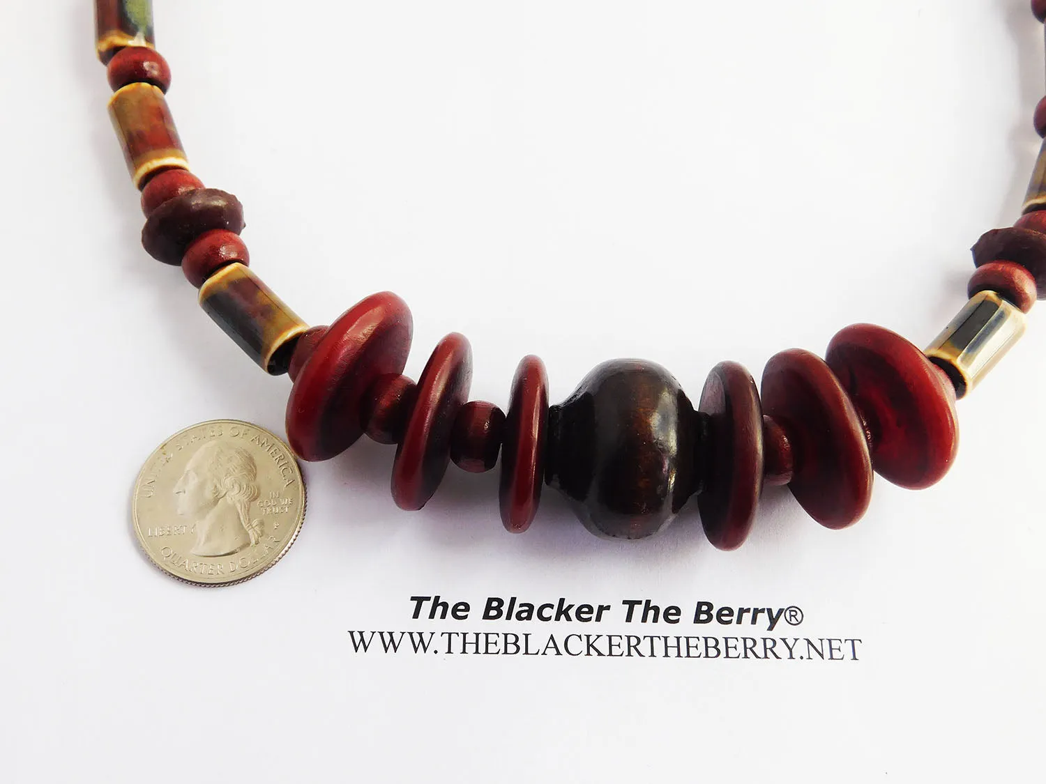 Burgundy Necklace Beaded Ethnic Jewelry Dark Red Copal