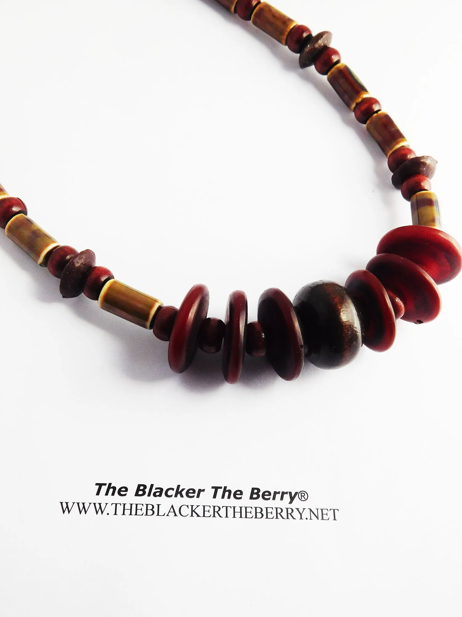 Burgundy Necklace Beaded Ethnic Jewelry Dark Red Copal