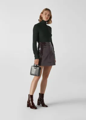 Burgundy Patent A Line Skirt