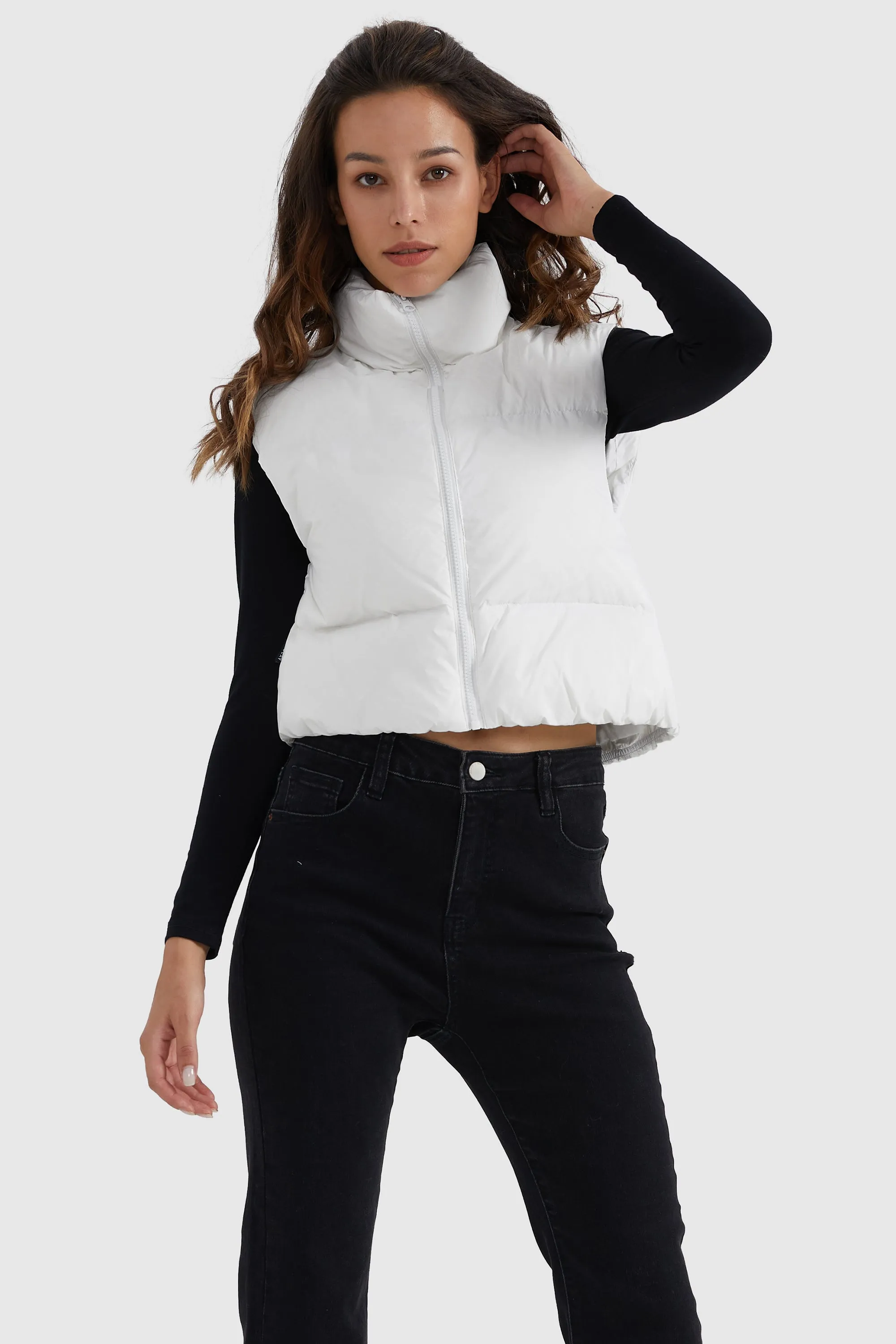 Cropped Puffer Down Vest