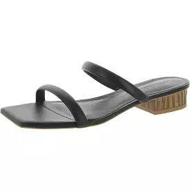 Cult Gaia Womens Liz Leather Square Toe Slide Sandals