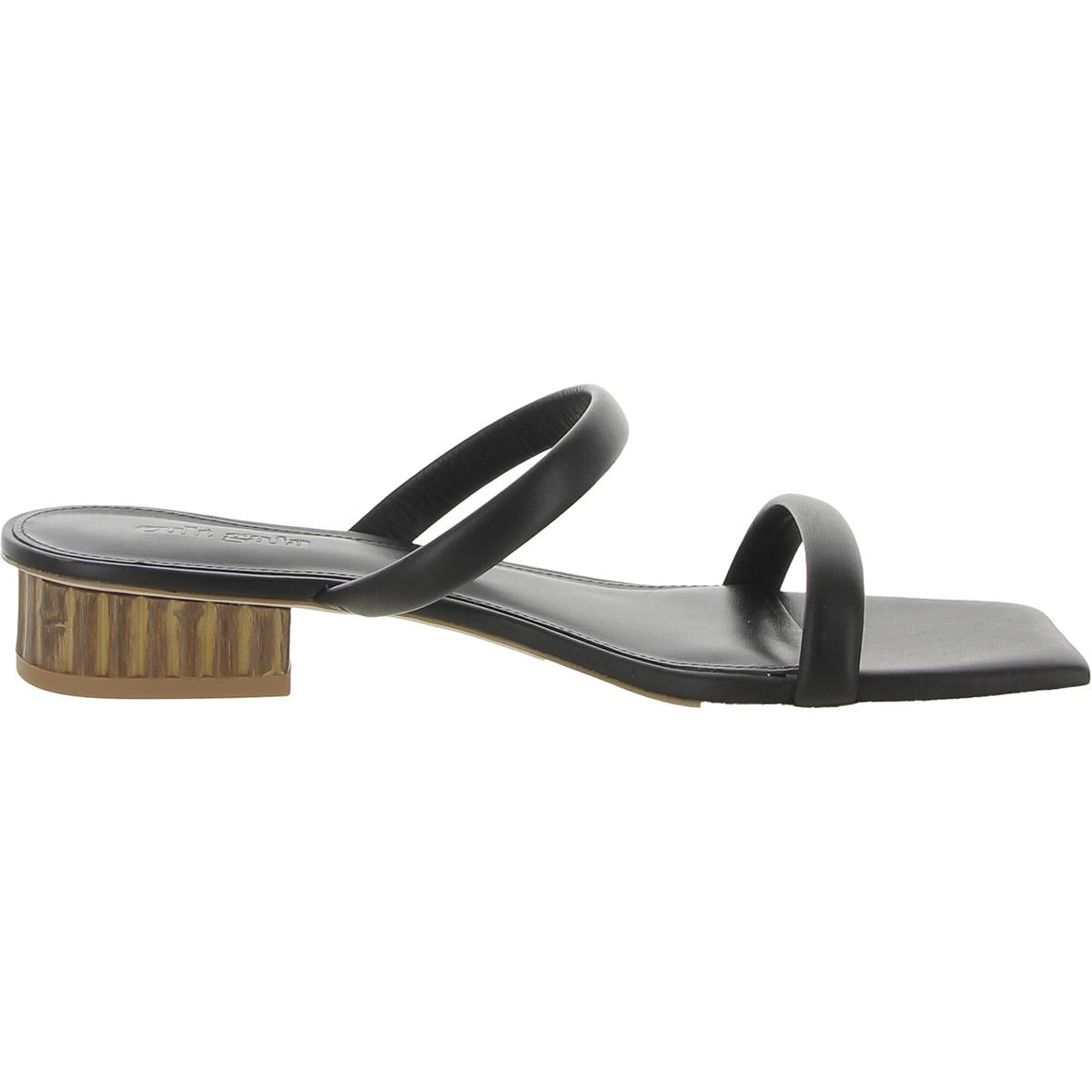 Cult Gaia Womens Liz Leather Square Toe Slide Sandals