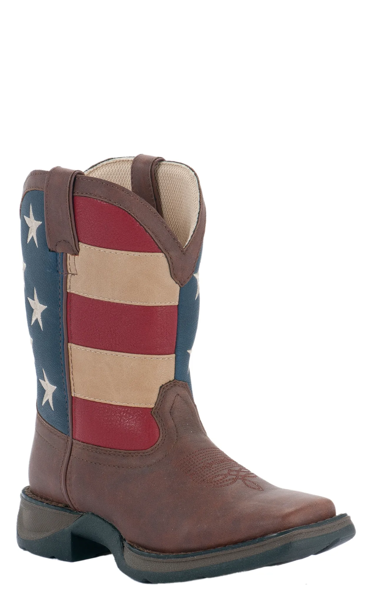 Durango Lil Durango Kids Brown and USA Flag Square Toe Cowboy Boots