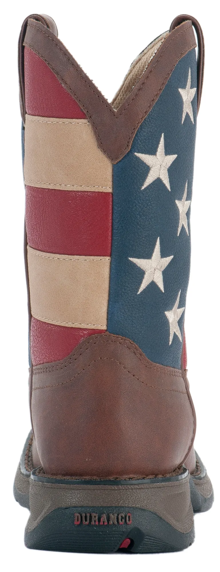 Durango Lil Durango Kids Brown and USA Flag Square Toe Cowboy Boots