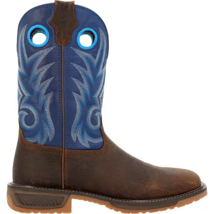 Durango® WorkHorse™ Worn Saddle and Denim Blue Western Work Boot