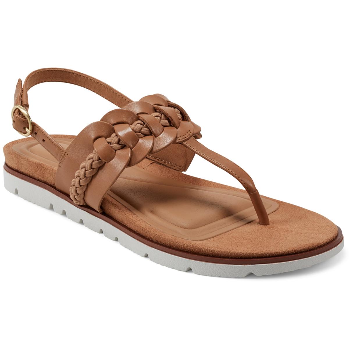 Easy Spirit Womens Elaine Leather Braided Thong Sandals