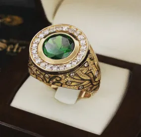 Emerald green men ring