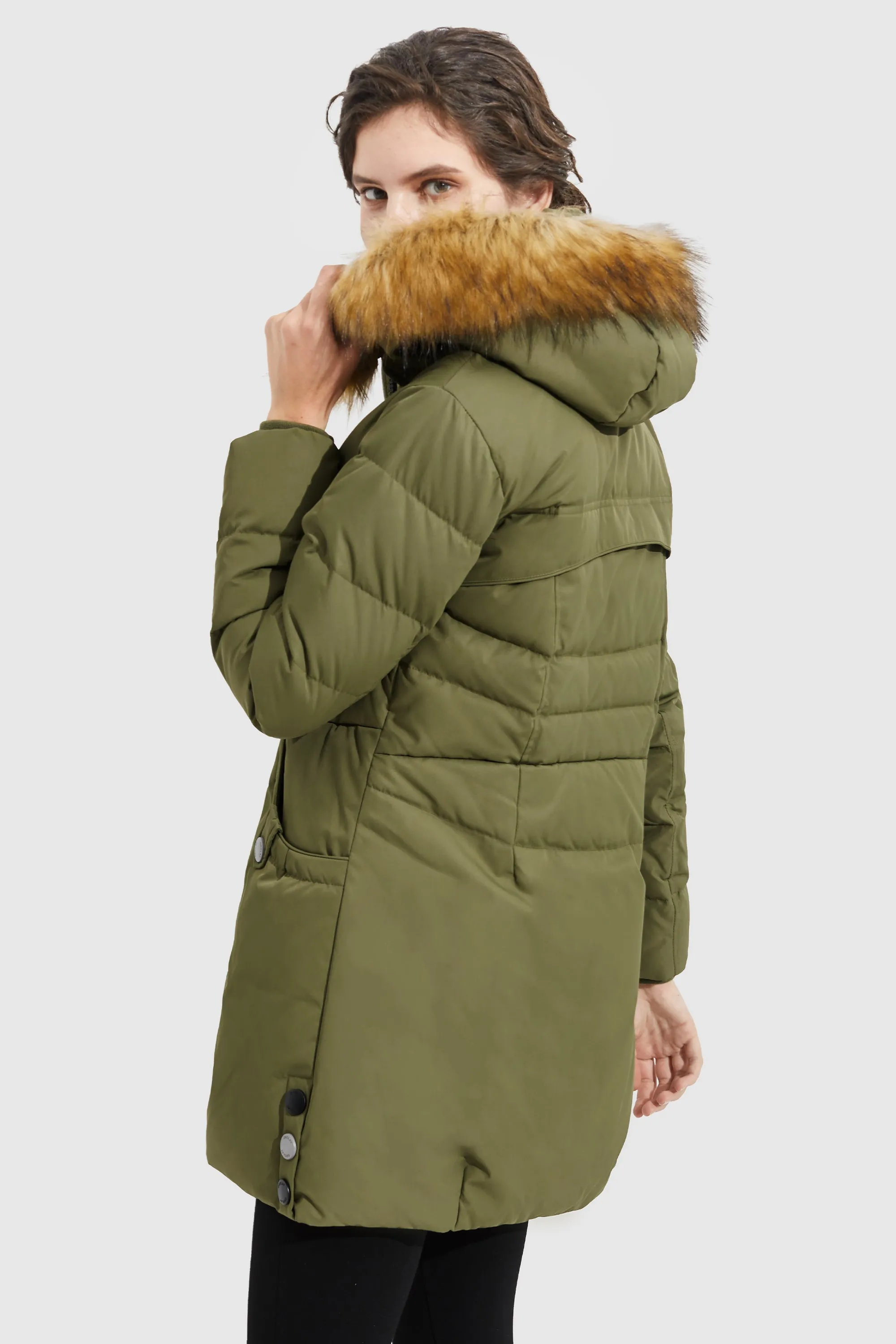 Faux Fur Qulited Puffer Down Jacket