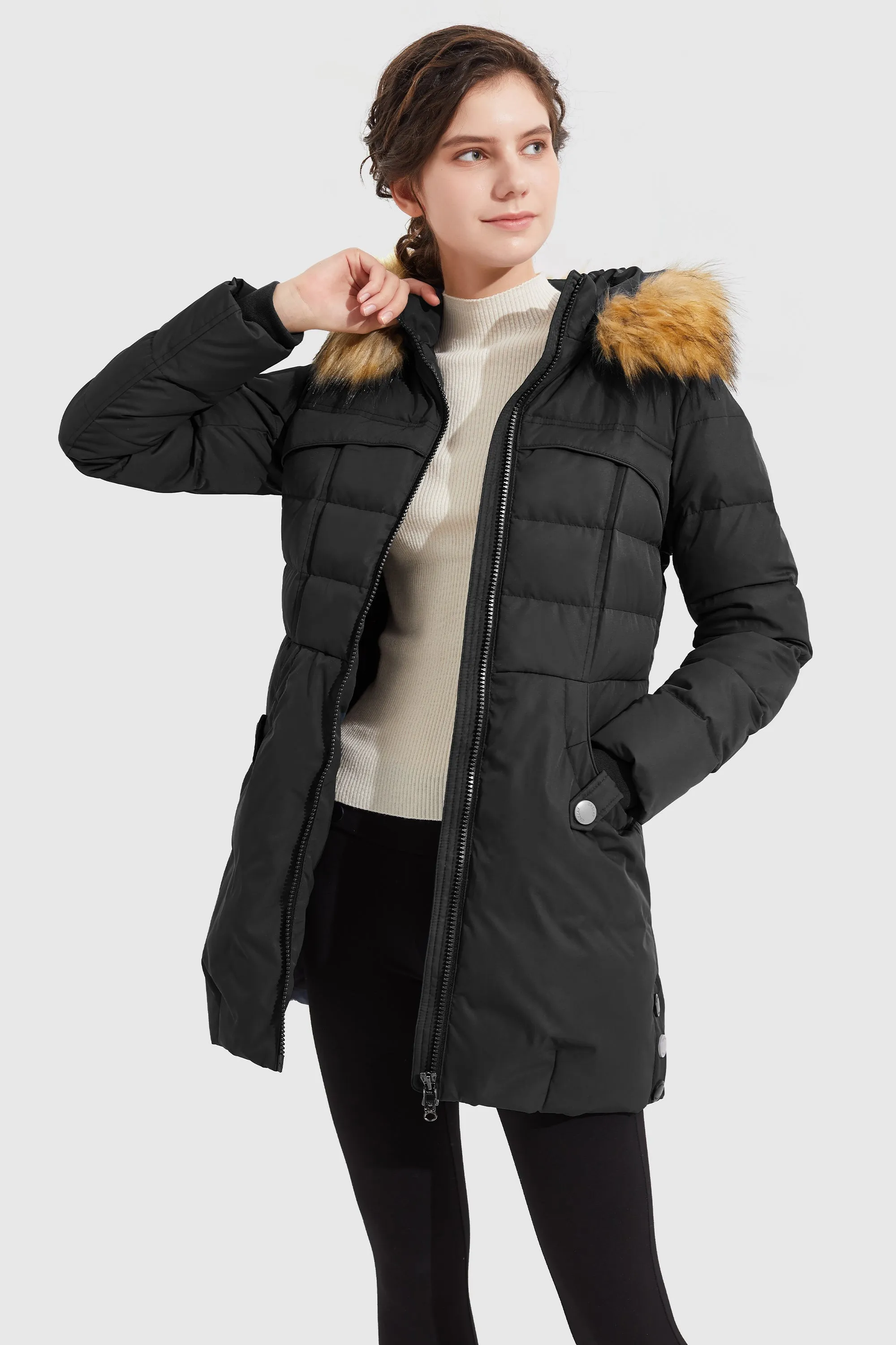 Faux Fur Qulited Puffer Down Jacket