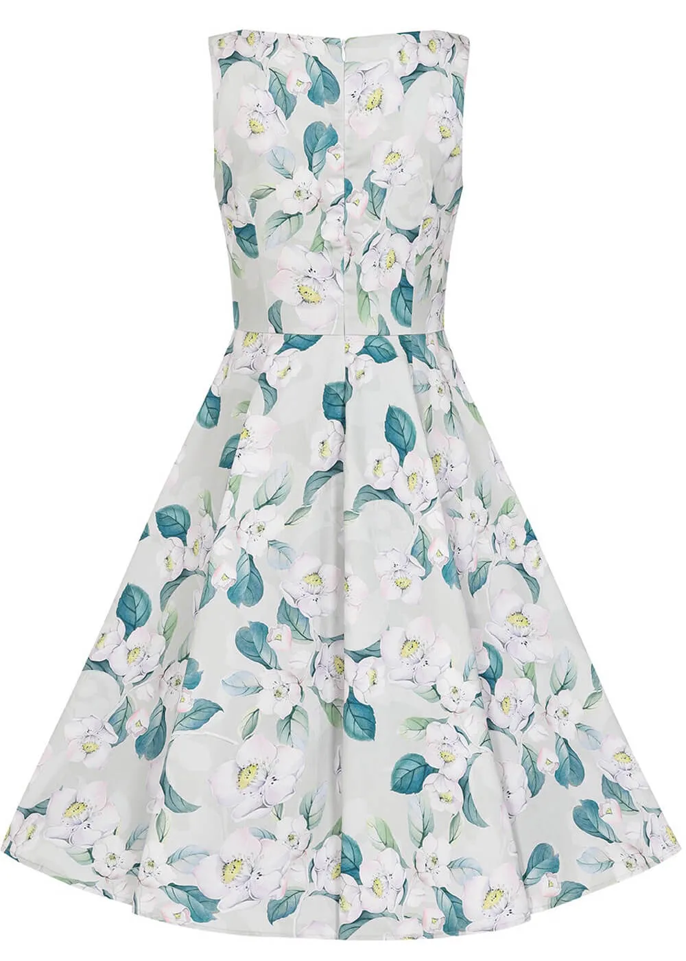 Hearts & Roses Rey Floral 50's Swing Dress Grey