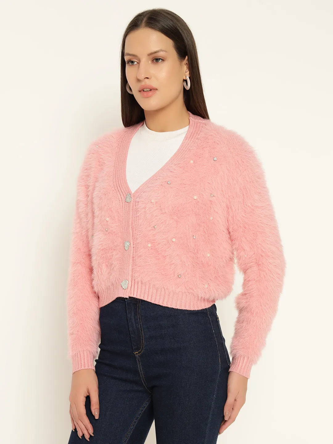 HEARTS FUR SWEATER-PINK