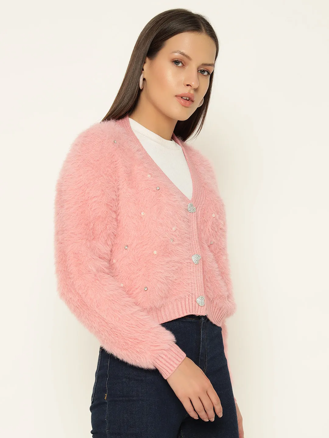 HEARTS FUR SWEATER-PINK