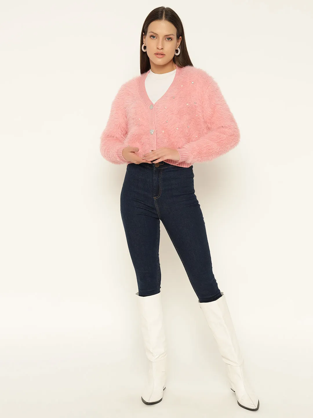 HEARTS FUR SWEATER-PINK