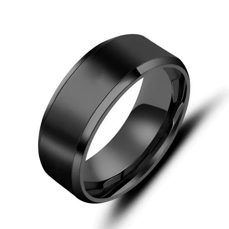 High Quality Titanium Stainless Steel Rings Black Simple