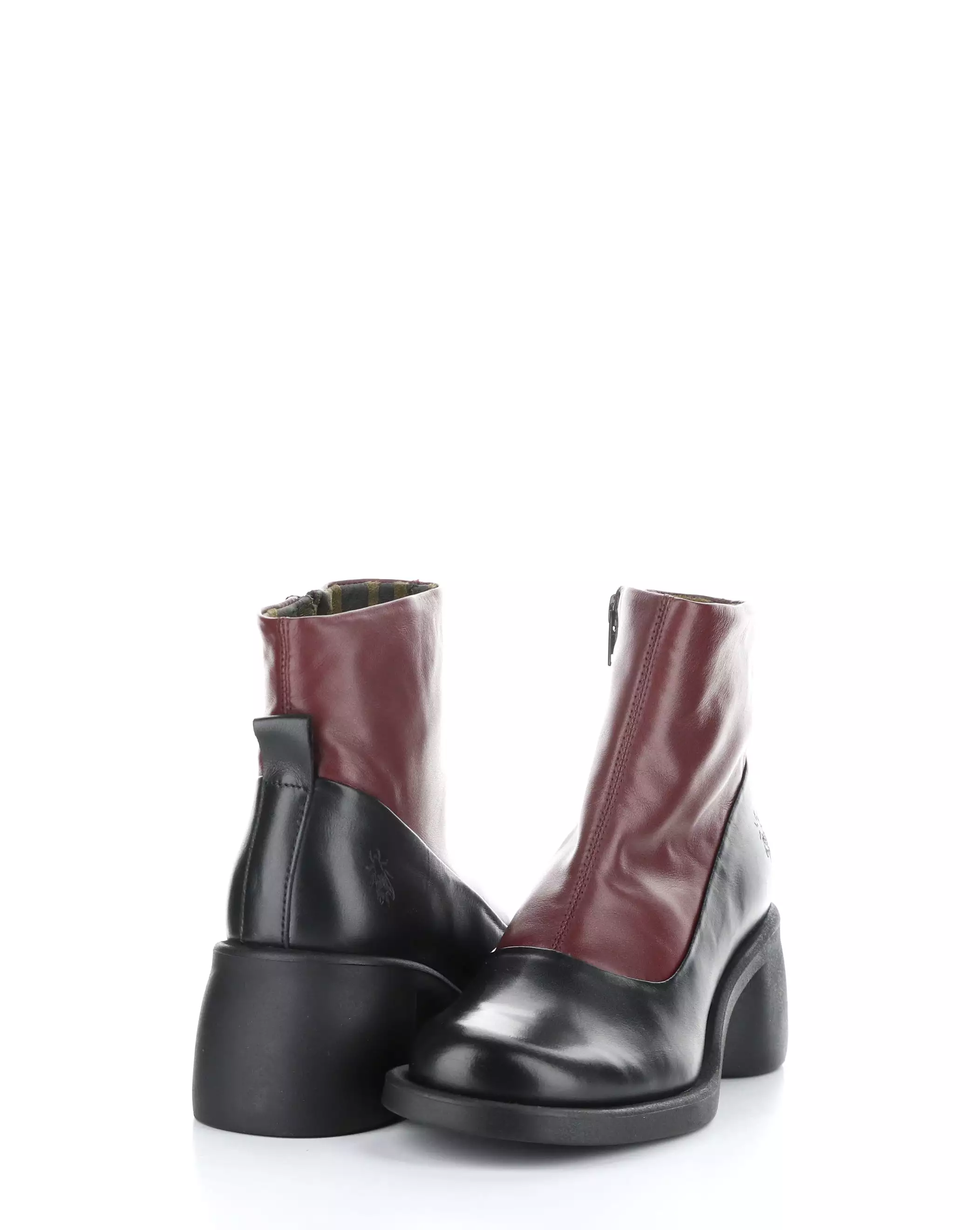 HINT003FLY 002 BLACK/WINE Round Toe Boots