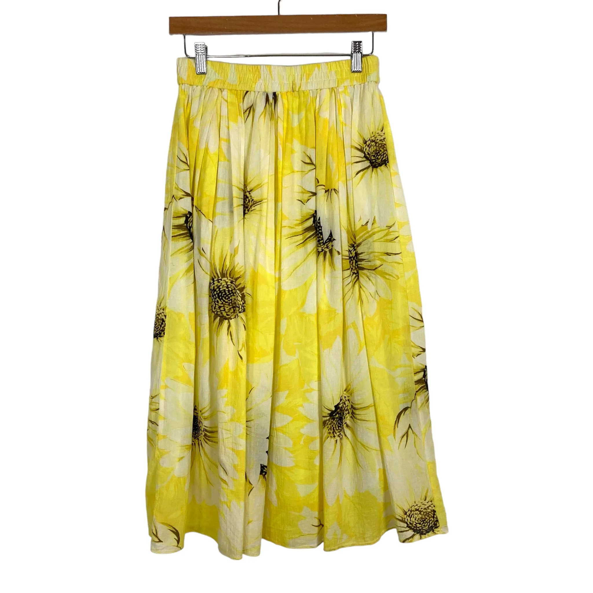 H&M Yellow Sunflower Gauze with Lining Skirt- Size S