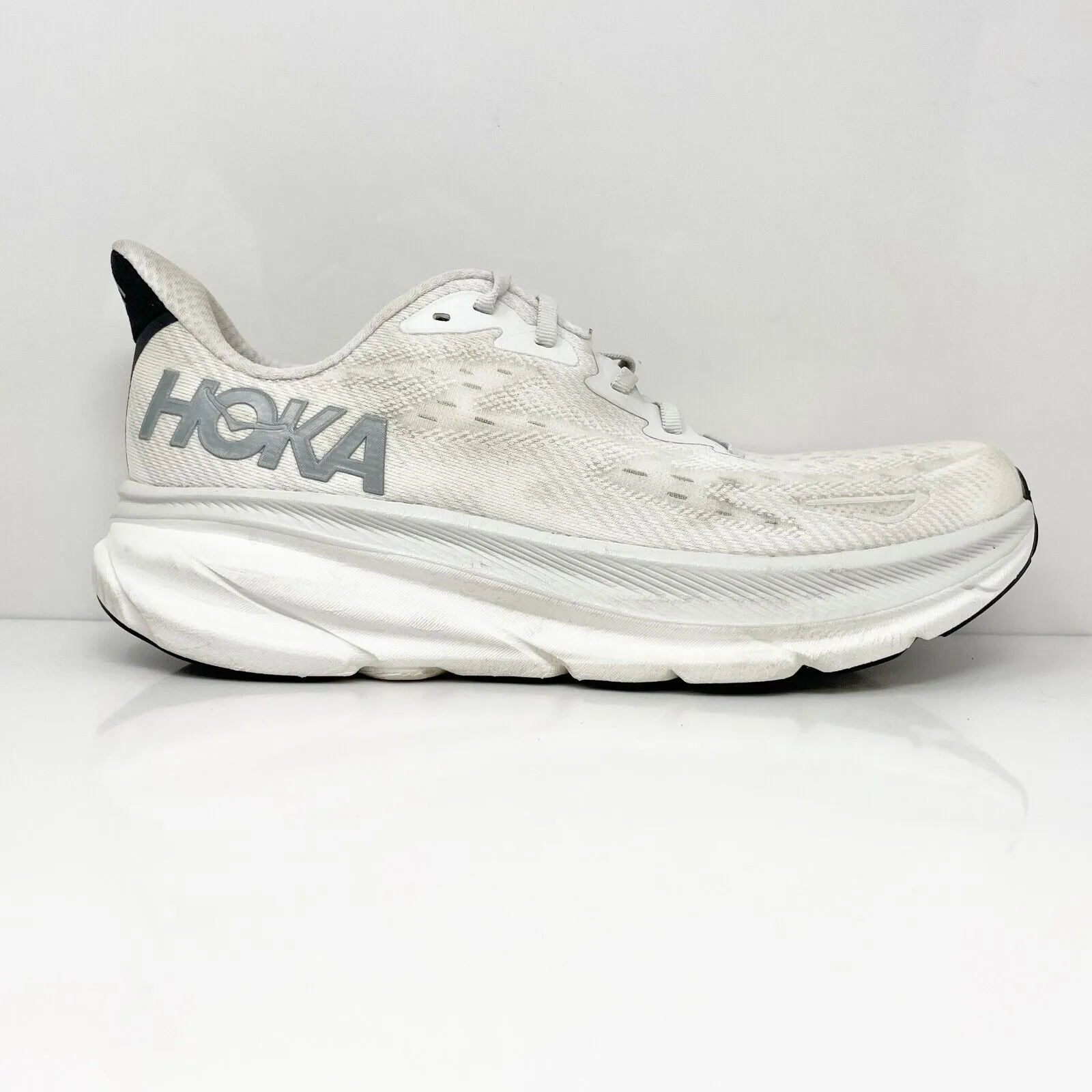 Hoka One One Mens Clifton 9 1127895 NCSW White Running Shoes Sneakers Size 9.5 D