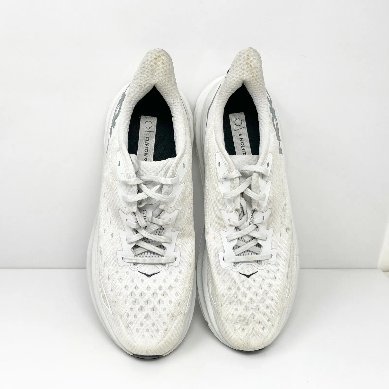 Hoka One One Mens Clifton 9 1127895 NCSW White Running Shoes Sneakers Size 9.5 D