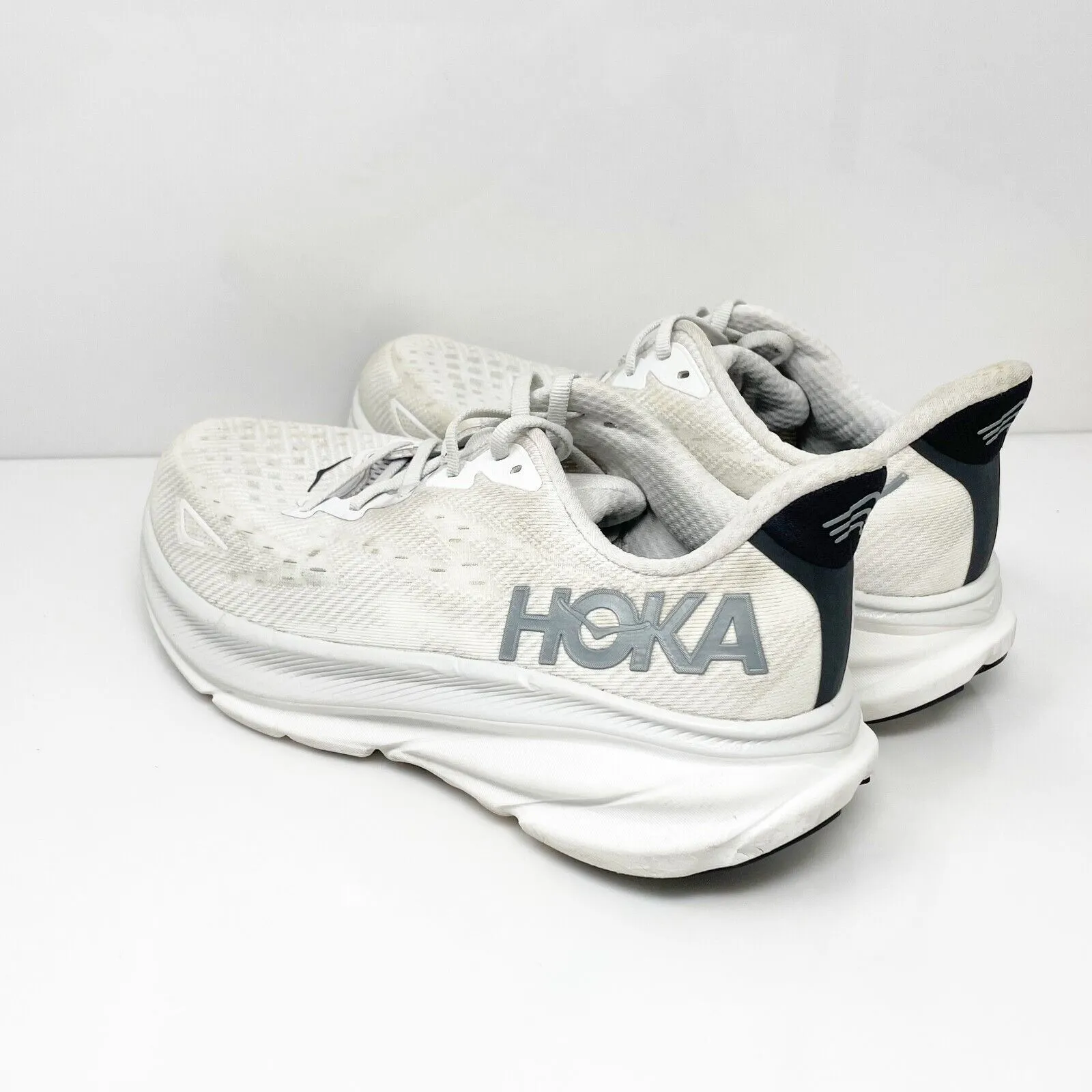 Hoka One One Mens Clifton 9 1127895 NCSW White Running Shoes Sneakers Size 9.5 D