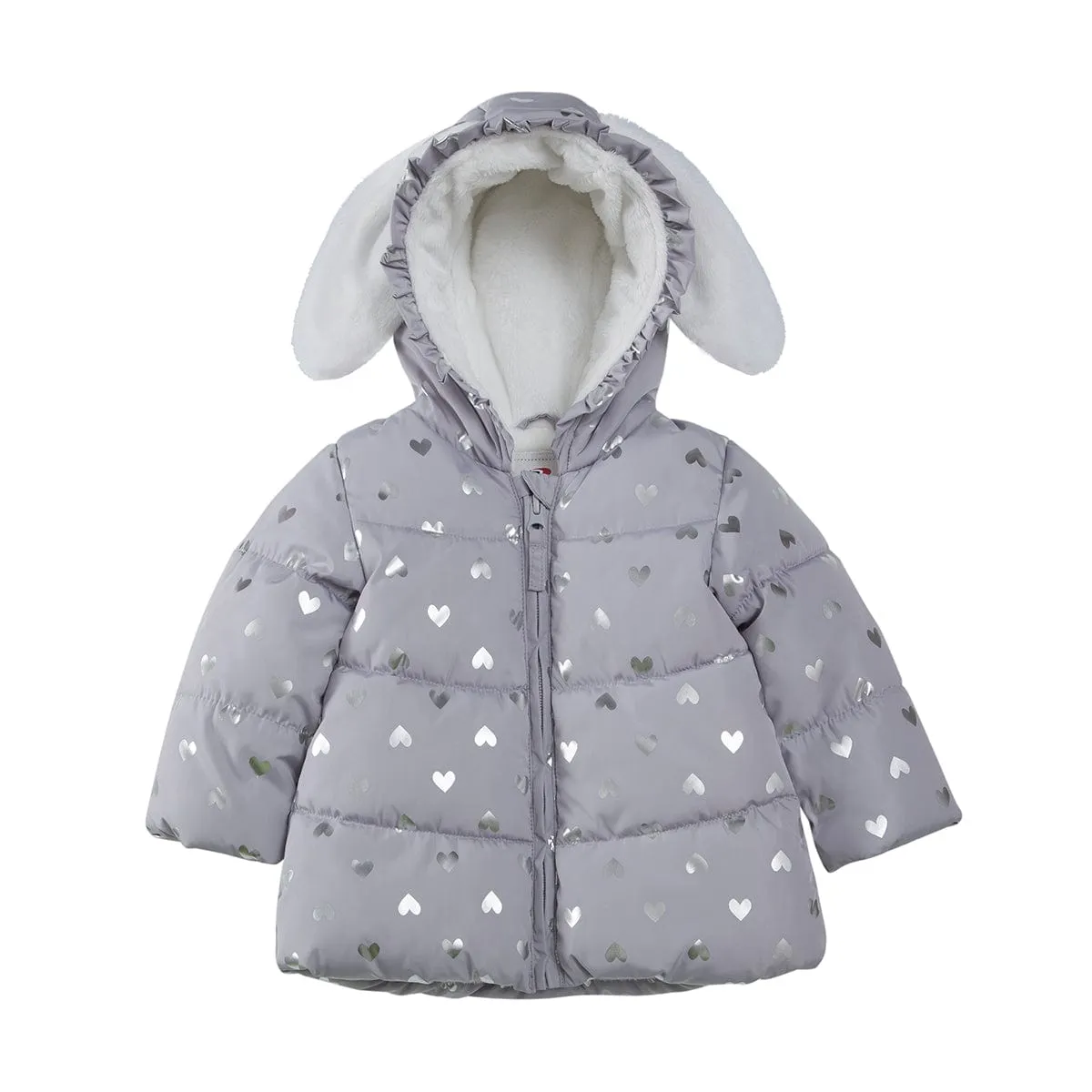 Infant Girls' Soft Fur Hooded Puffer Jacket