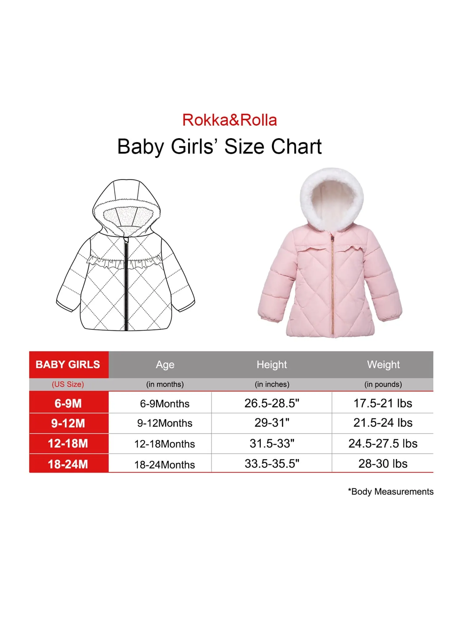 Infant Girls' Soft Mini Fur Lining Hooded Puffer Jacket