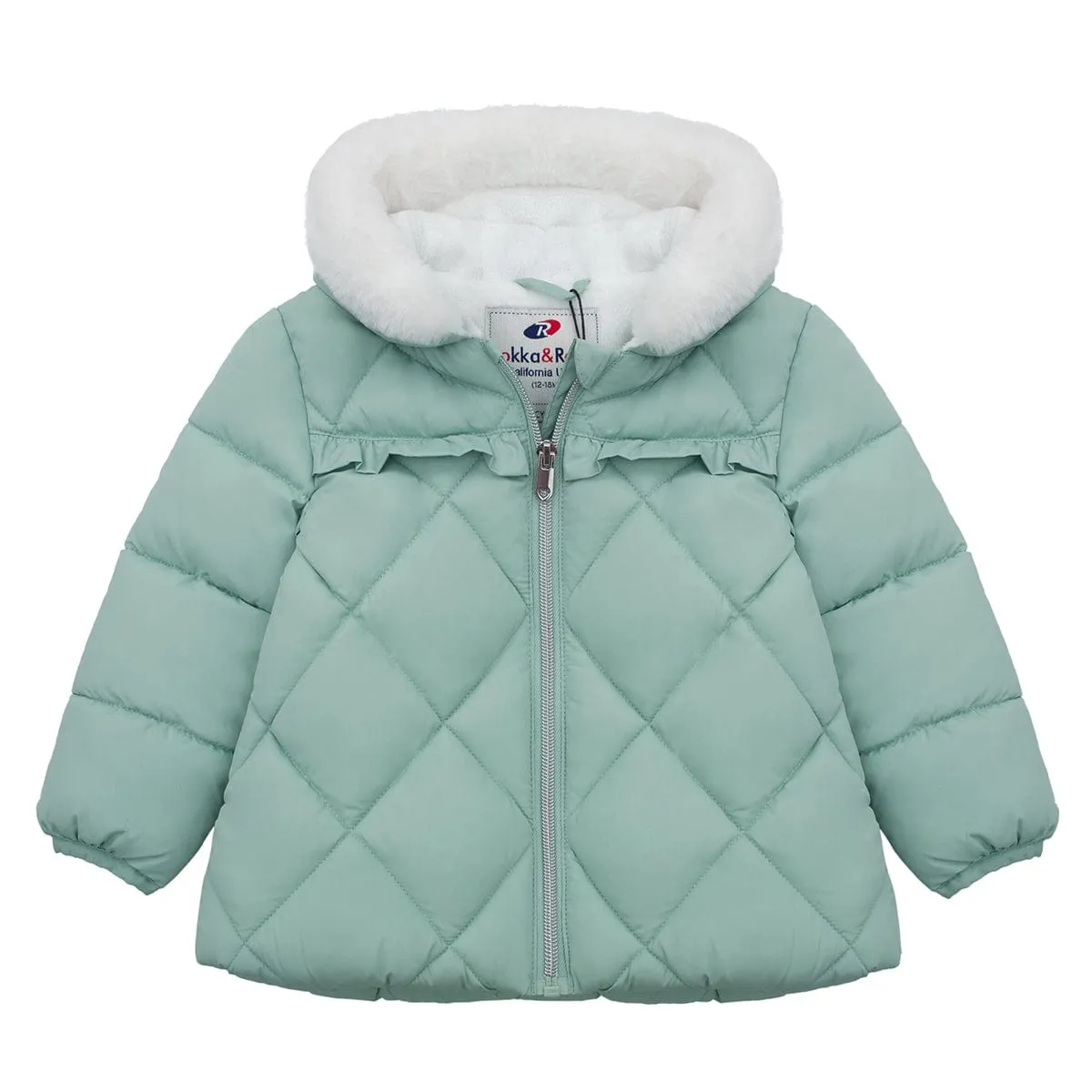 Infant Girls' Soft Mini Fur Lining Hooded Puffer Jacket