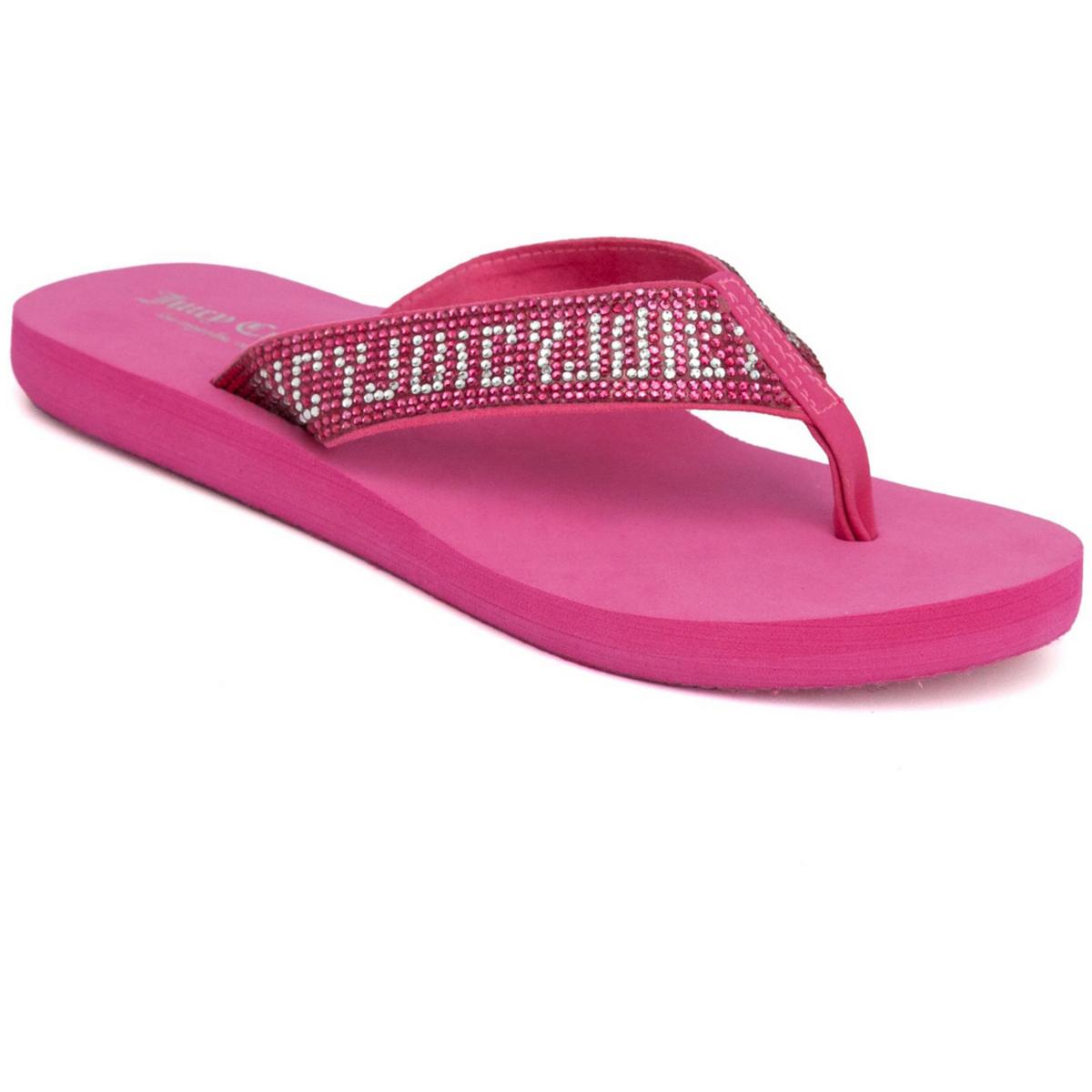 Juicy Couture Womens Shockwave Rhinestone Toe-Post Flip-Flops