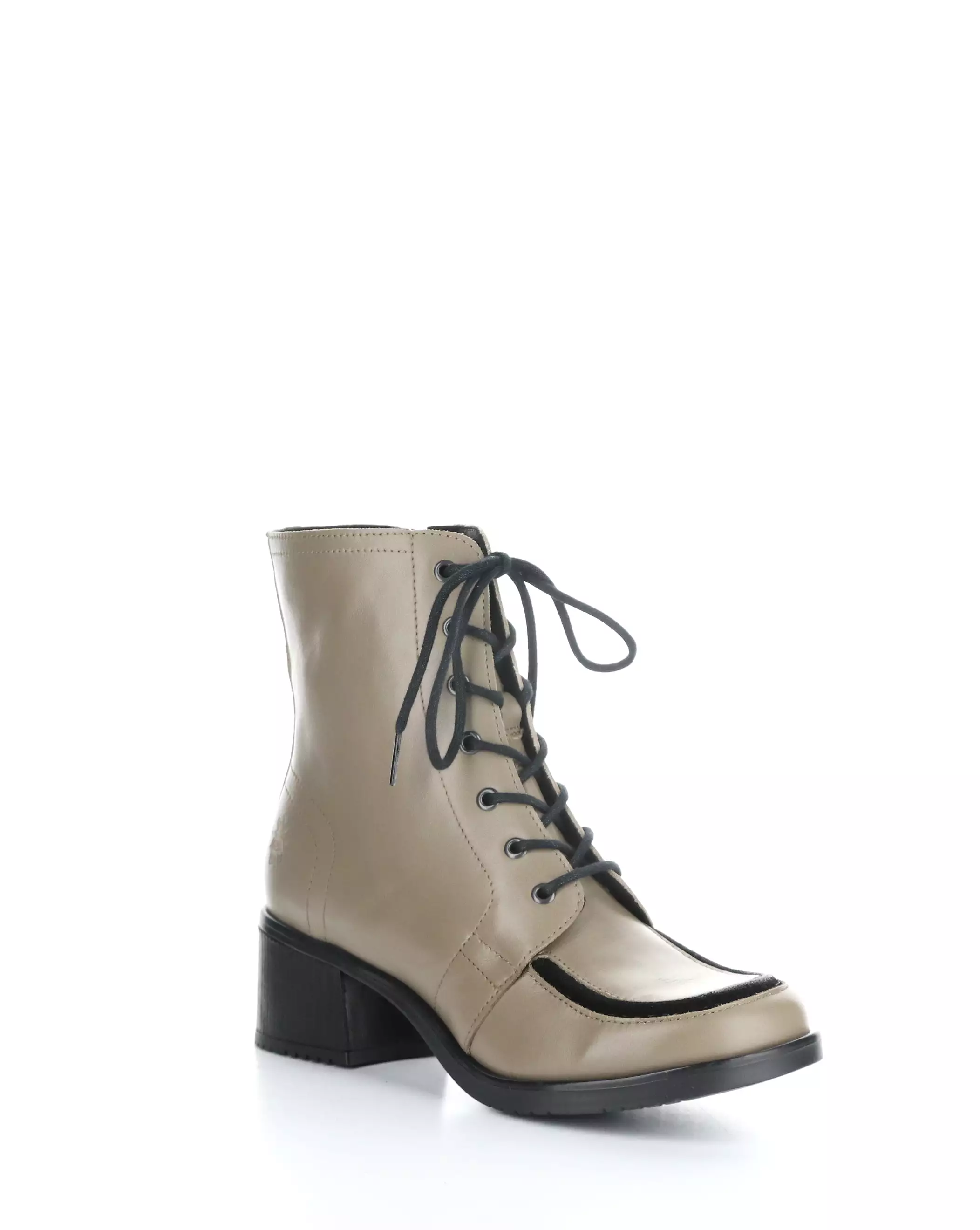 KASS017FLY 002 TAUPE/BLACK Round Toe Boots