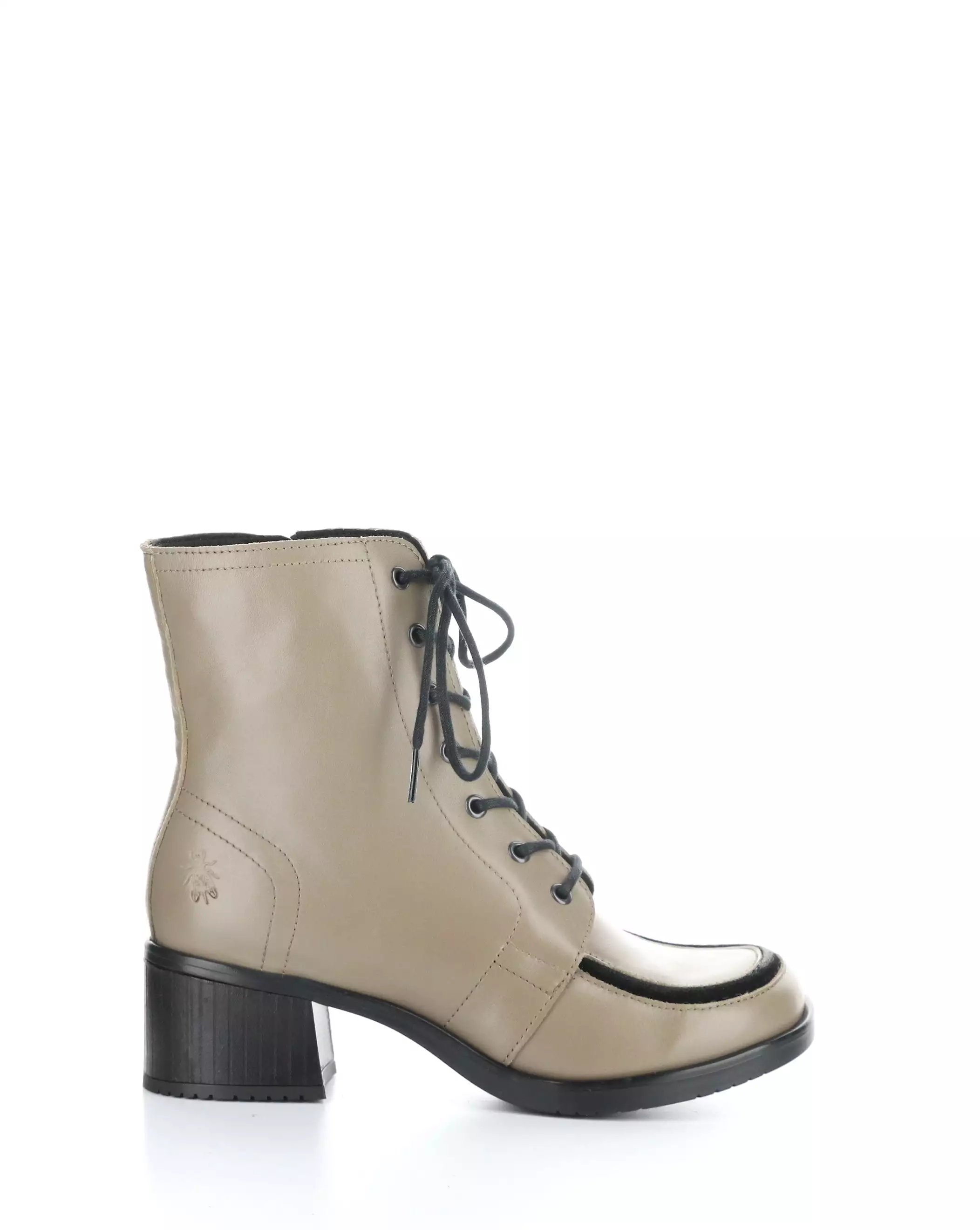 KASS017FLY 002 TAUPE/BLACK Round Toe Boots