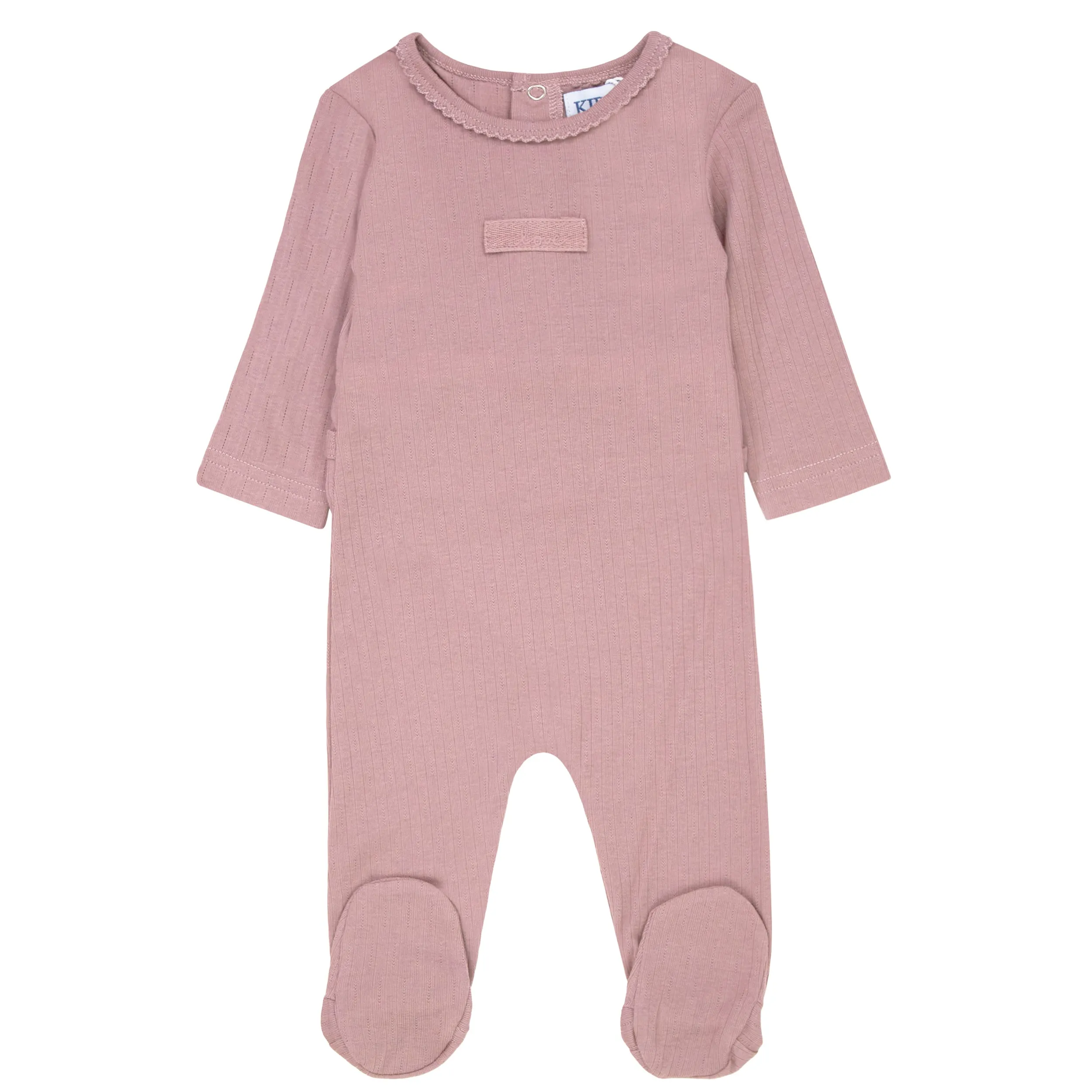 Kipp Baby Mauve Twill Tape Stretchie and Beanie