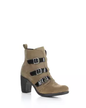 KLEA012FLY 002 TAUPE/BLACK Round Toe Boots