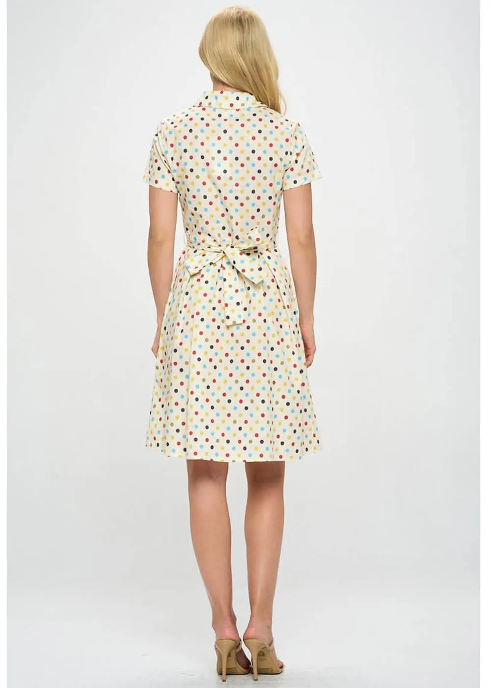 LA Soul Nova Party Polka Dot A-Line Dress Cream