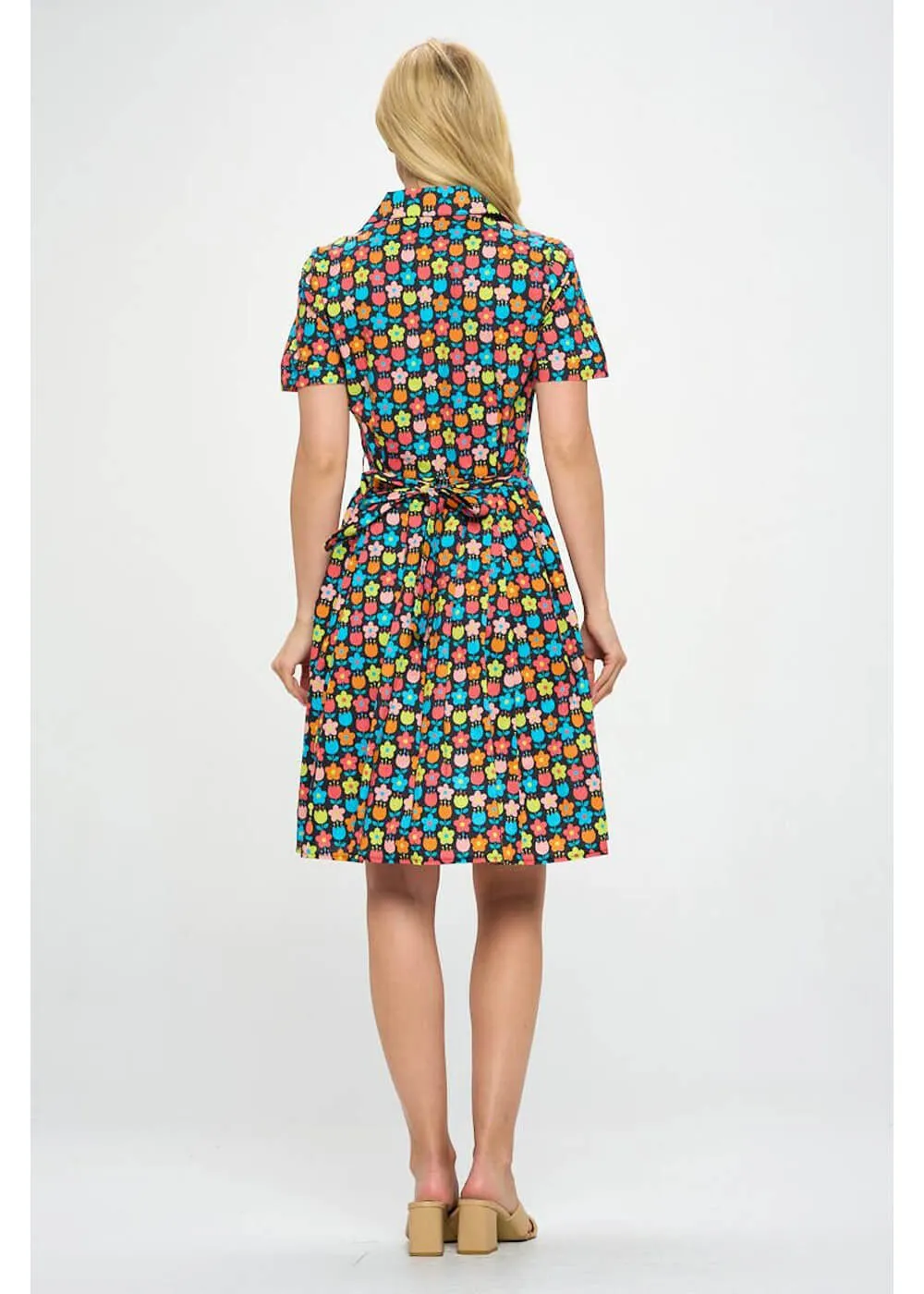 LA Soul Nova Retro Flowers A-Line Dress Black