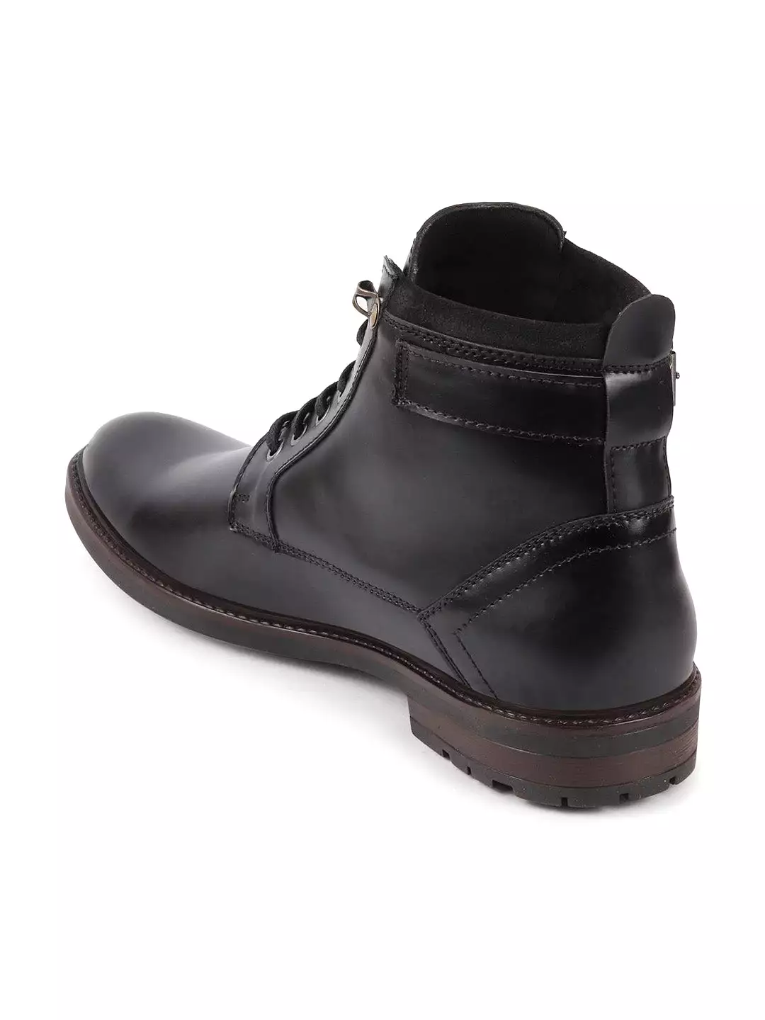 Men Black High Ankle Buckle Boots