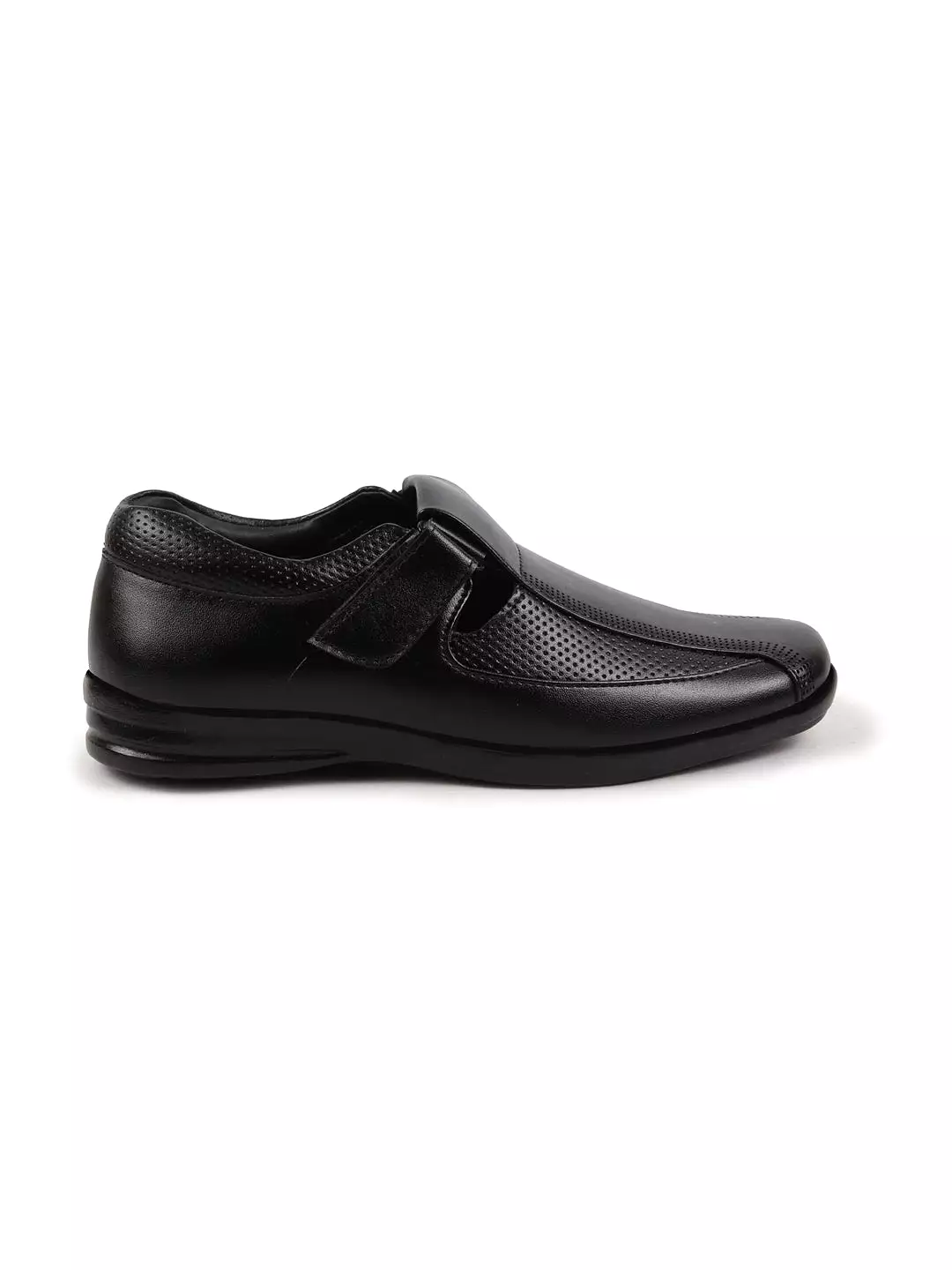 Men Black Shoes Style Casual Slip On Adjustable Strap Velcro Sandal For All Day Comfort