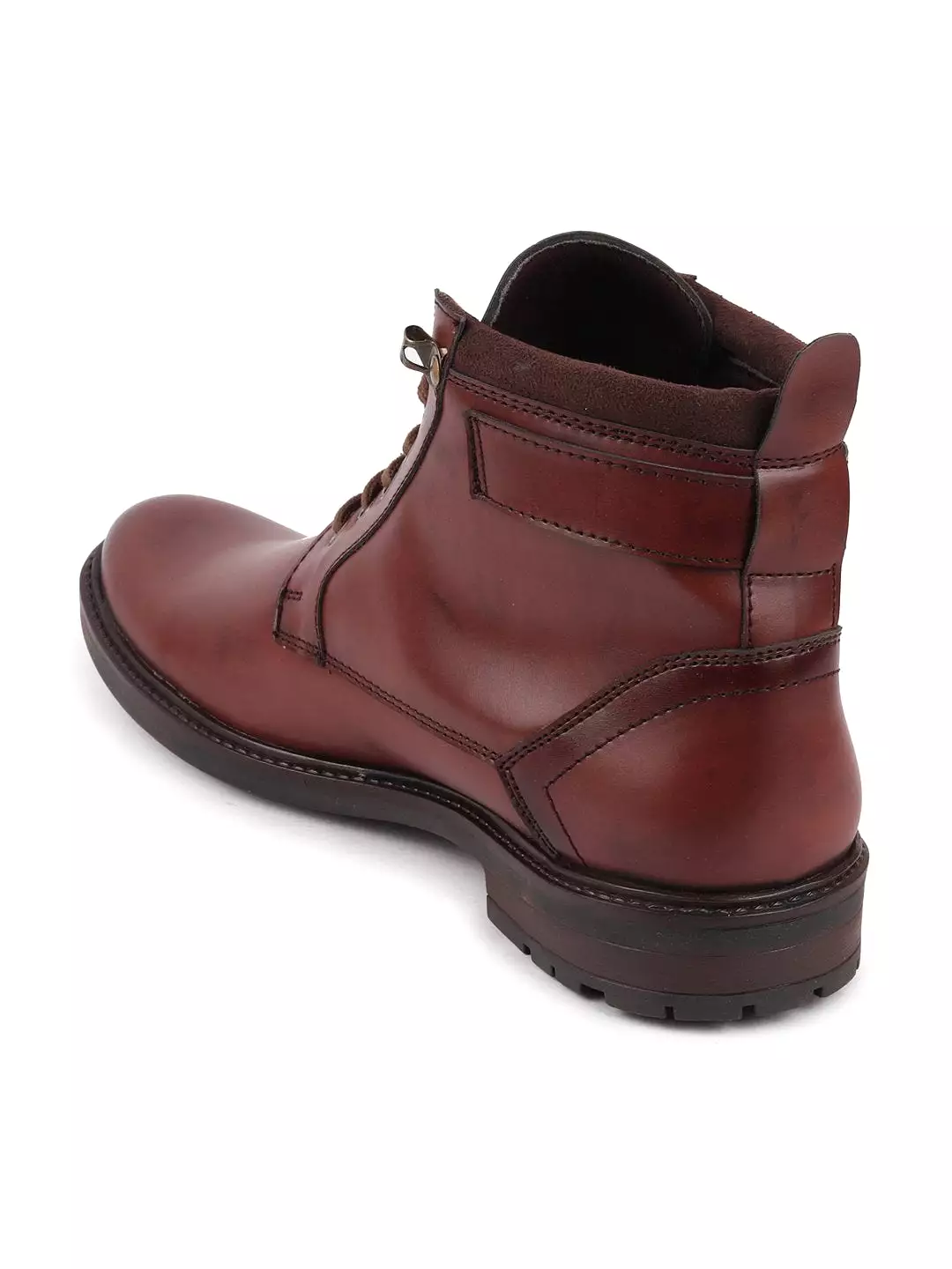 Men Brown High Ankle Buckle Boots