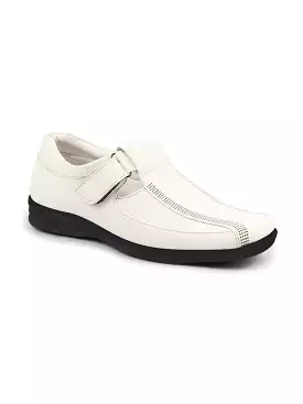 Men White Shoes Style Casual Slip On Adjustable Strap Velcro Sandal For All Day Comfort