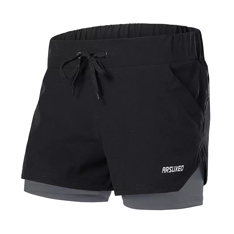 Men's 2-in-1 Sports Running Shorts Quick-dry Breathable Soft Fitness Gym Yoga Cycling Short Pants